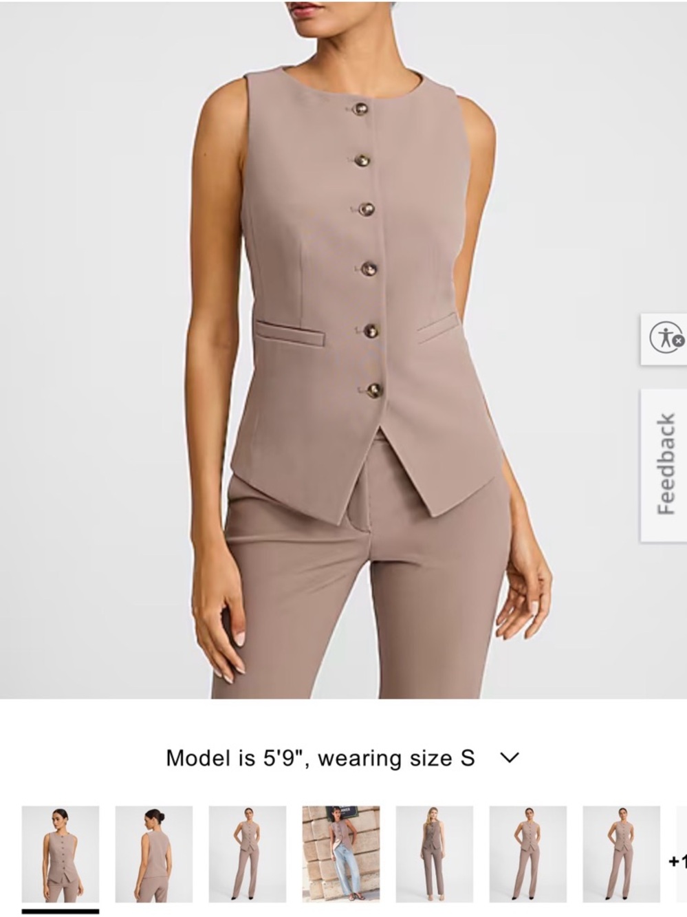 2pc Express Sleeveless Button-Front vest in M and Pantsuit in mushroom size 8r